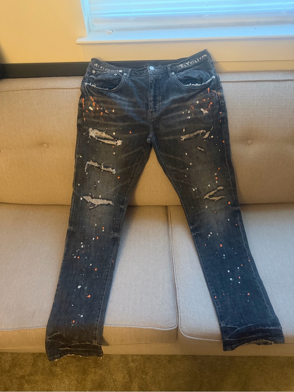 Purple Brand Black Paint-Splatter Jeans